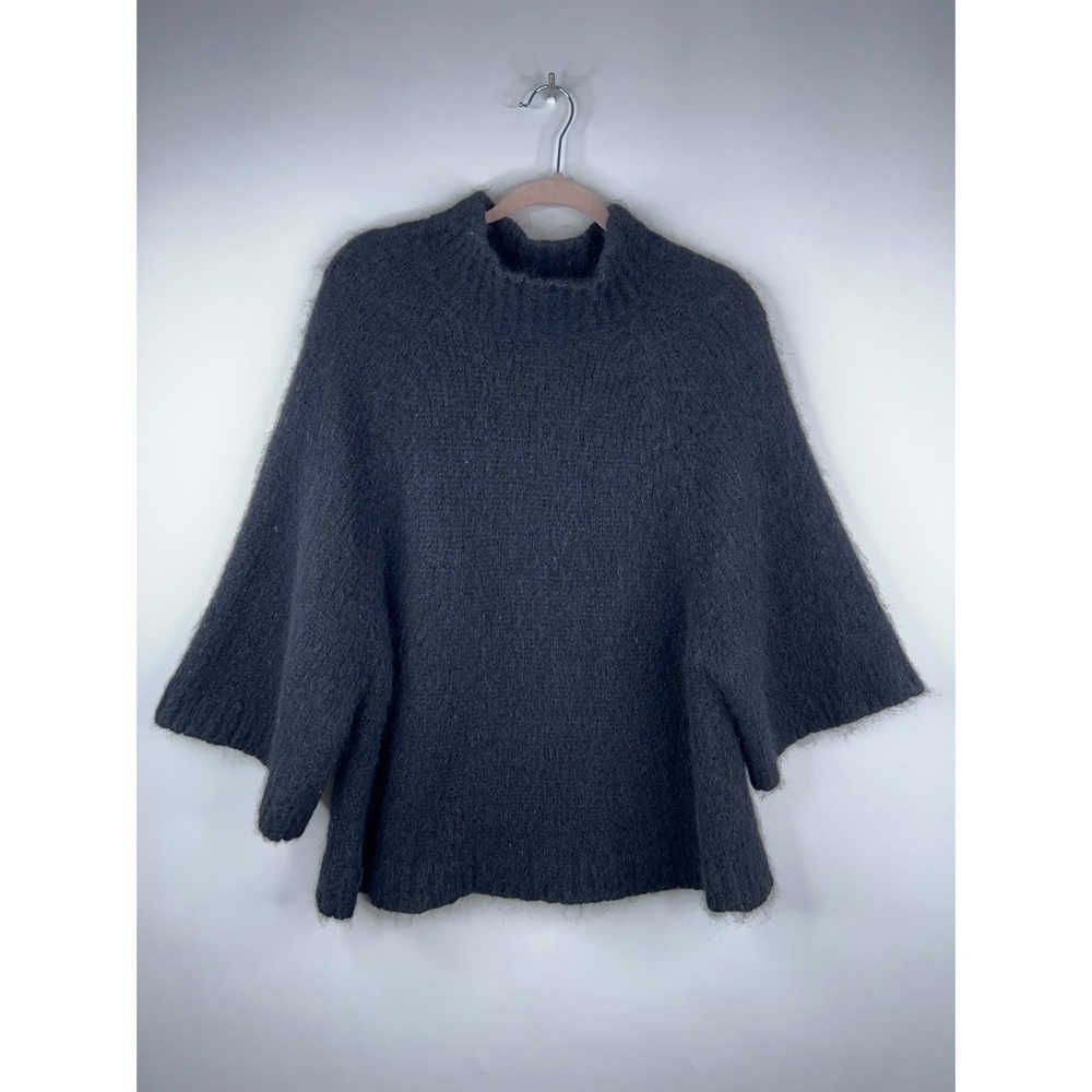 V.DE.Vinster Alpaca Blend Sweater Black Oversized Mock Neck Classic Boxy Medium